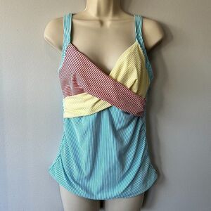 Lands' End Multi-Color Striped Tankini Size 8DD
